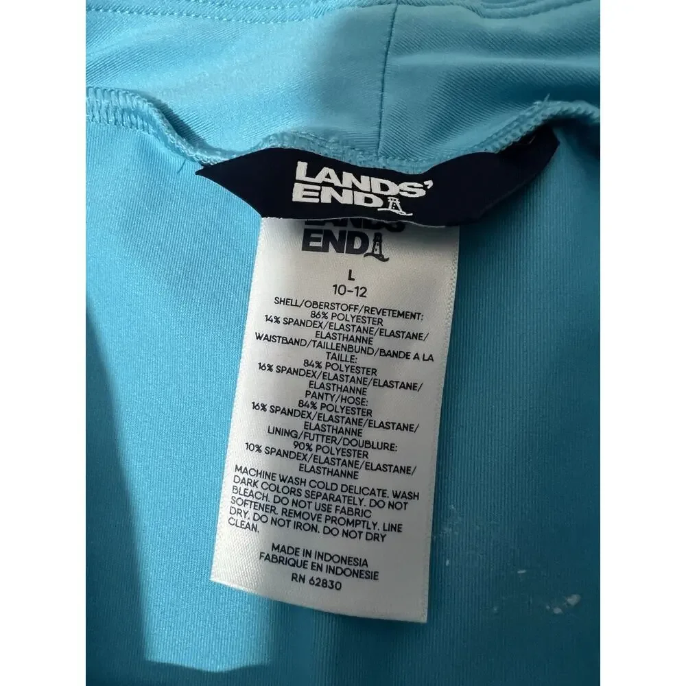 Lands End Kids Sweat Shorts Girls L 10-12 Ocean Blue